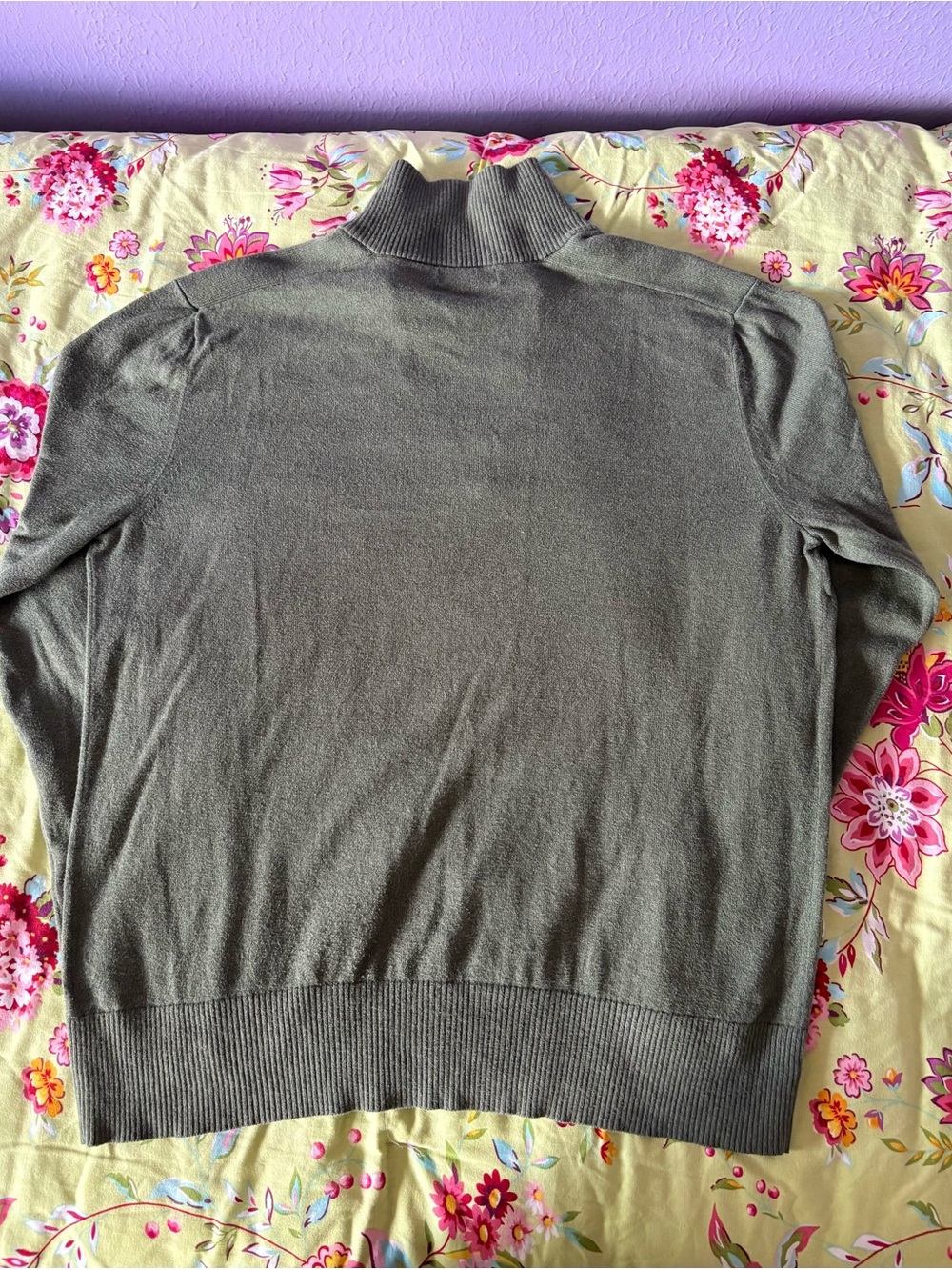 Banana Republic quarter zip cotton cashmere sage sweater mens XL 27x24 - Picture 2 of 5